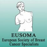 EUSOMA-logo met lijntekening van vrouw met één borst, tekst Accreditaties en EUSOMA European Society op groene achtergrond.