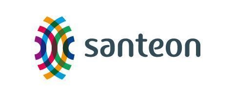 Santeon logo met grijze kleine letters 'santeon' naast kleurrijk abstract ontwerp, verwijzend naar samenwerking IBD-traject.