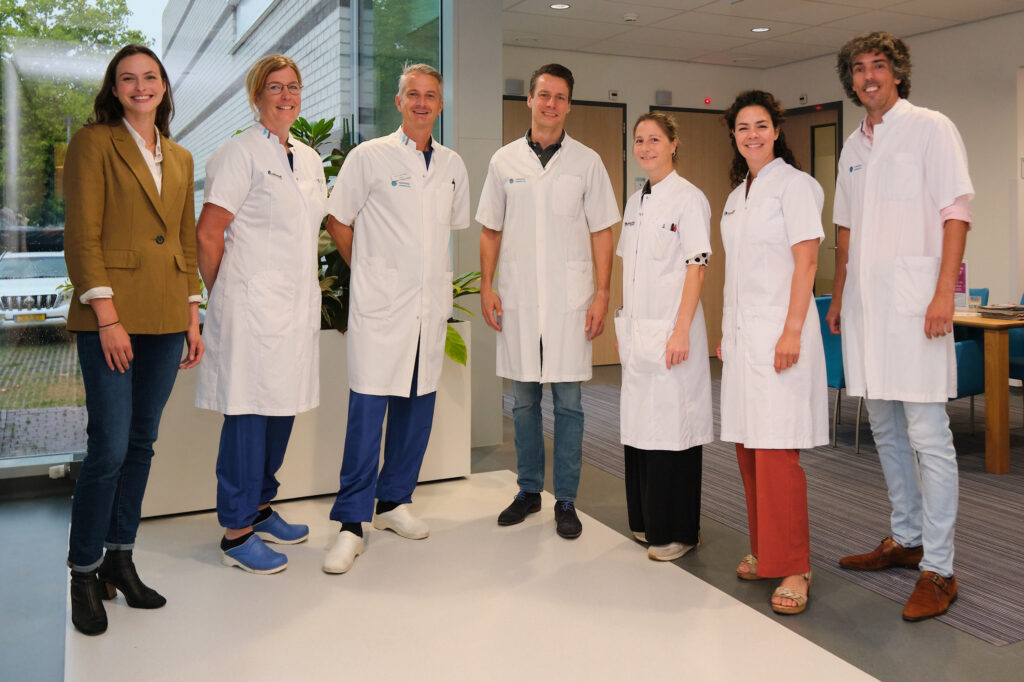 Multidisciplinaire onderzoeksteam MedZO v.l.n.r.: Simone Doreleijers, Johanne Bloemen, Pim Burger, Joost Nederend, Heike Peulen, Irene van Hellemond ,Ramon-Michel Schreuder