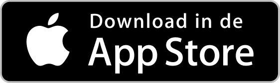 Zwarte rechthoekige knop met Apple-logo en tekst 'Download in de App Store' voor BeterDichtbij app.